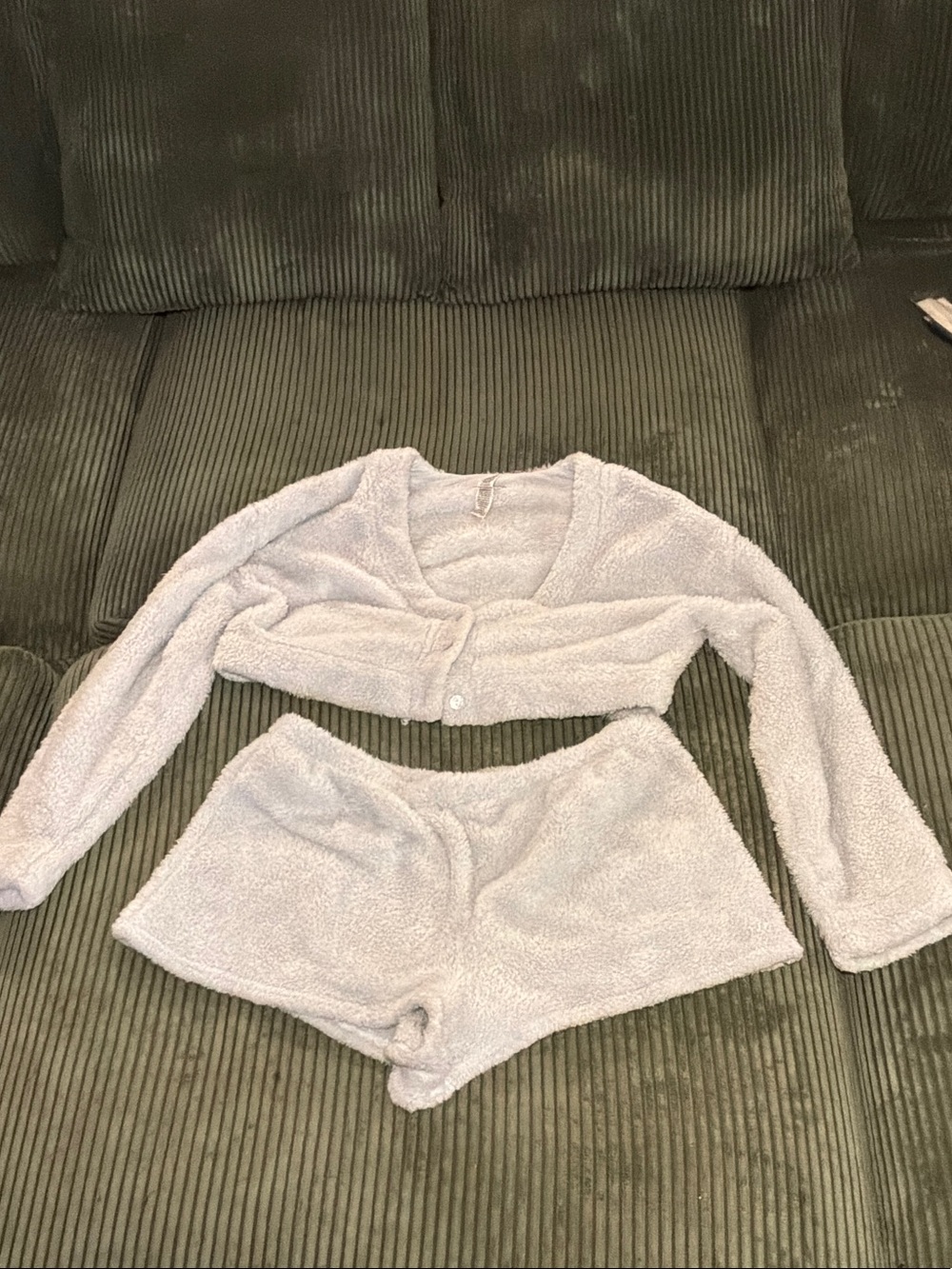 PINK Victoria's Secret Plush Light Blue Loungewear Top and Bottom